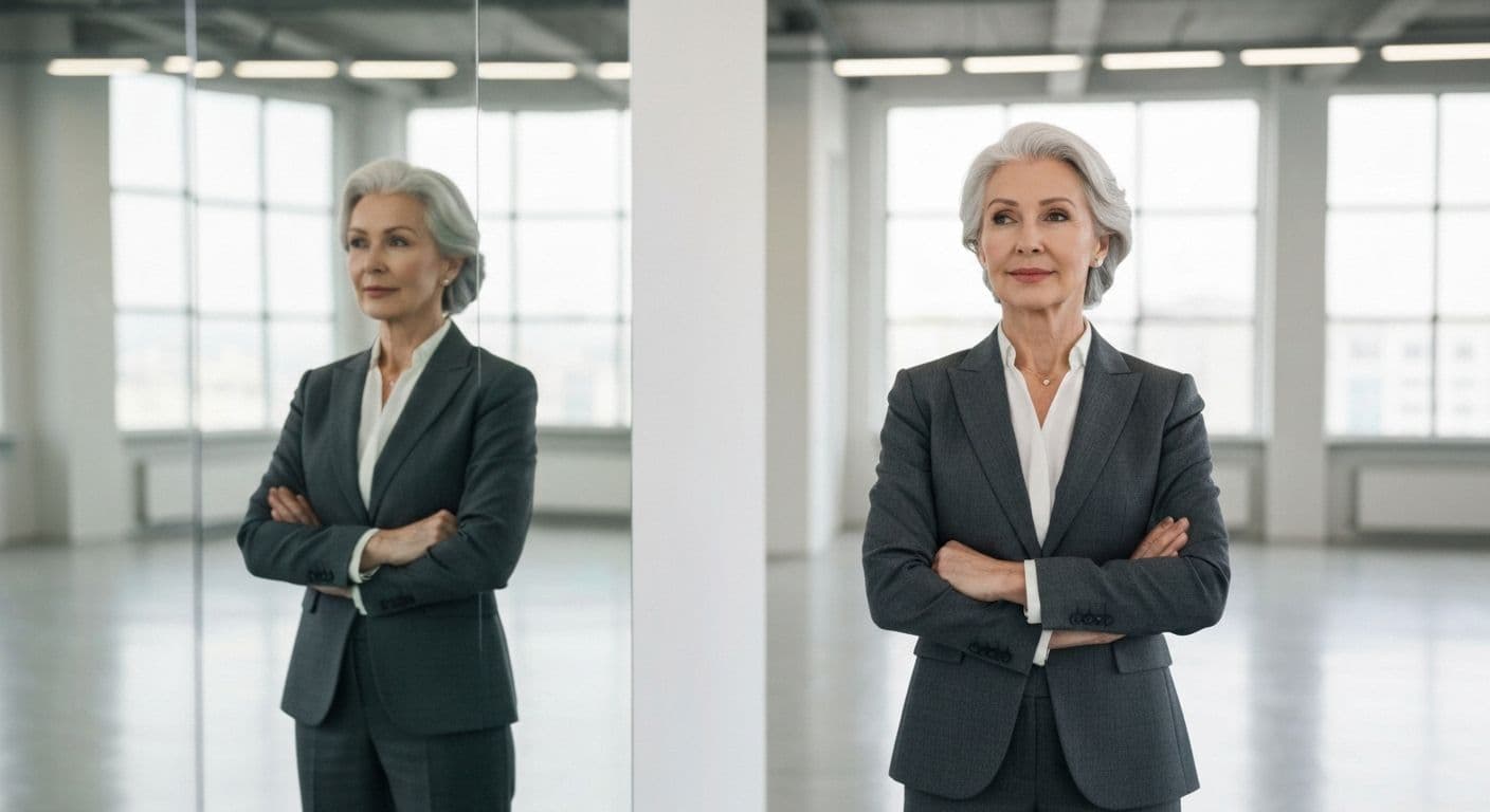 Professional developing self awareness through reflection leading to career success and growth