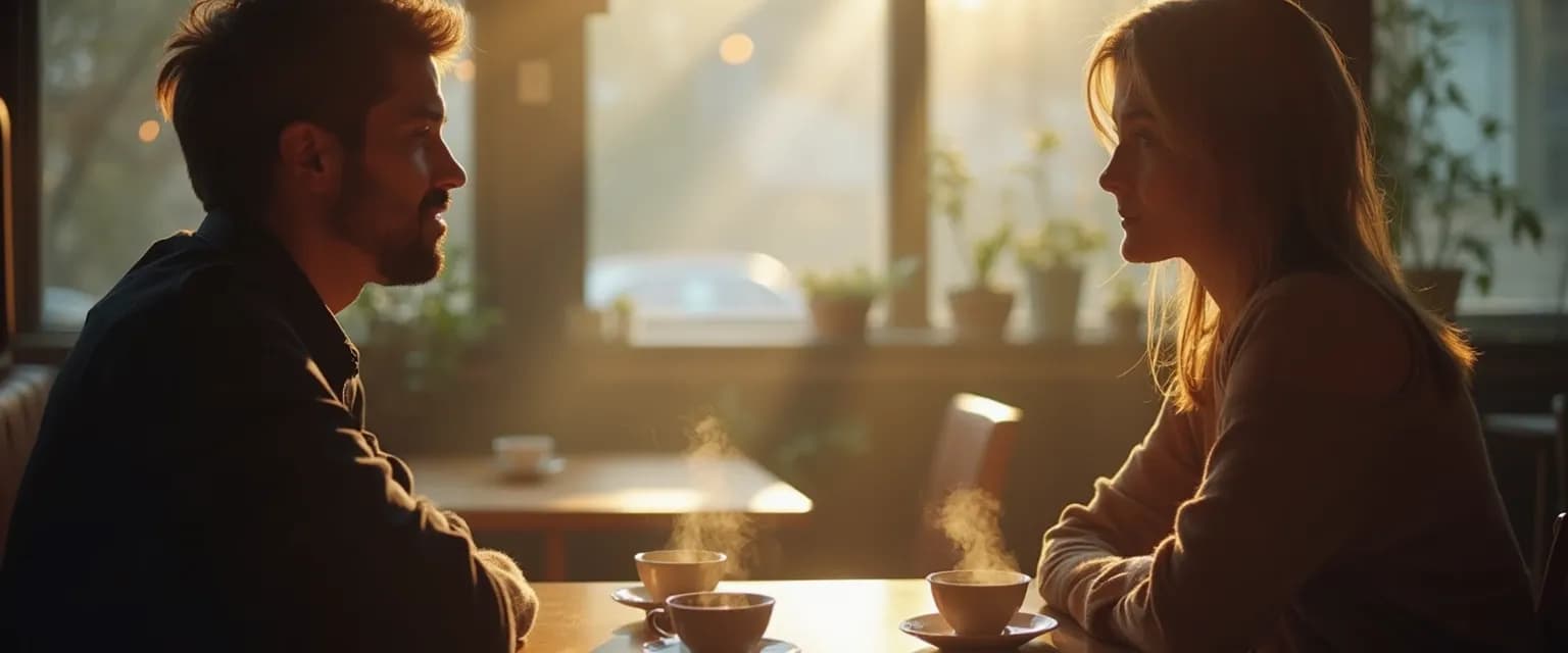 Person demonstrating mindful listening definition through attentive eye contact in conversation