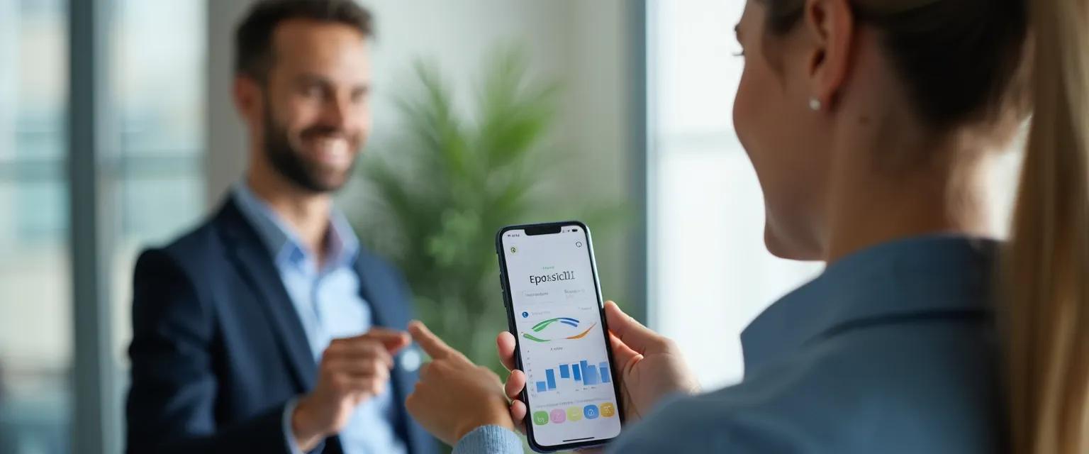 HR professional using app human resources platform for employee onboarding