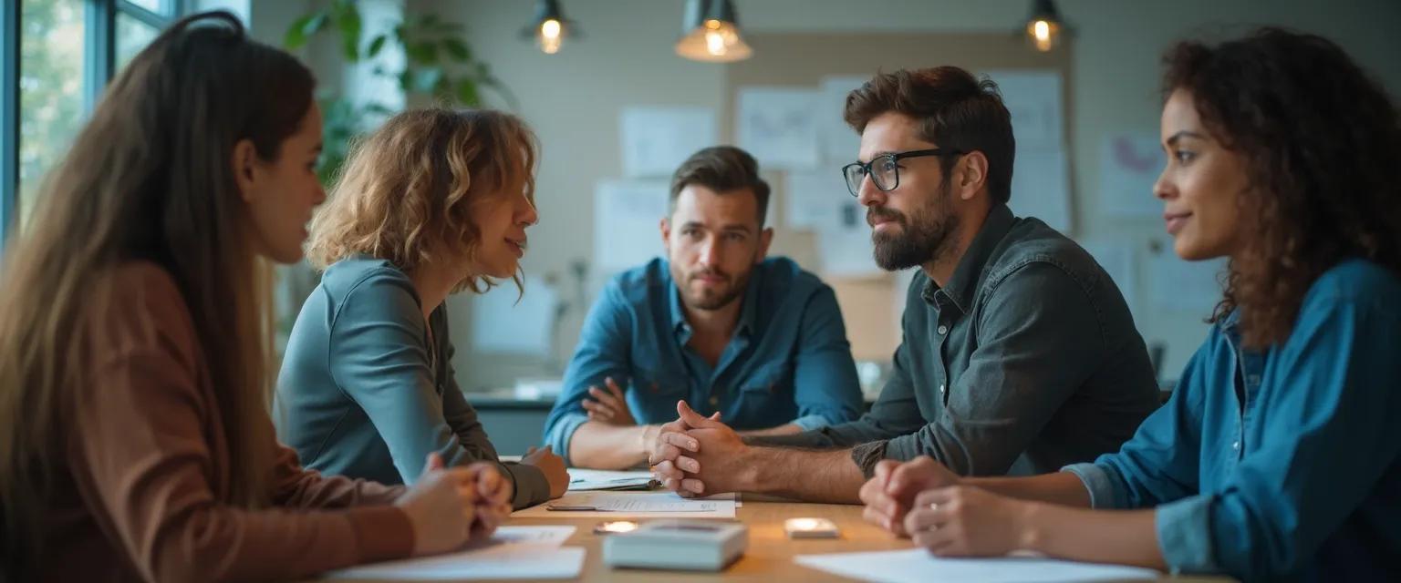 Team meeting showcasing EQ workplace strategies for introverted employees