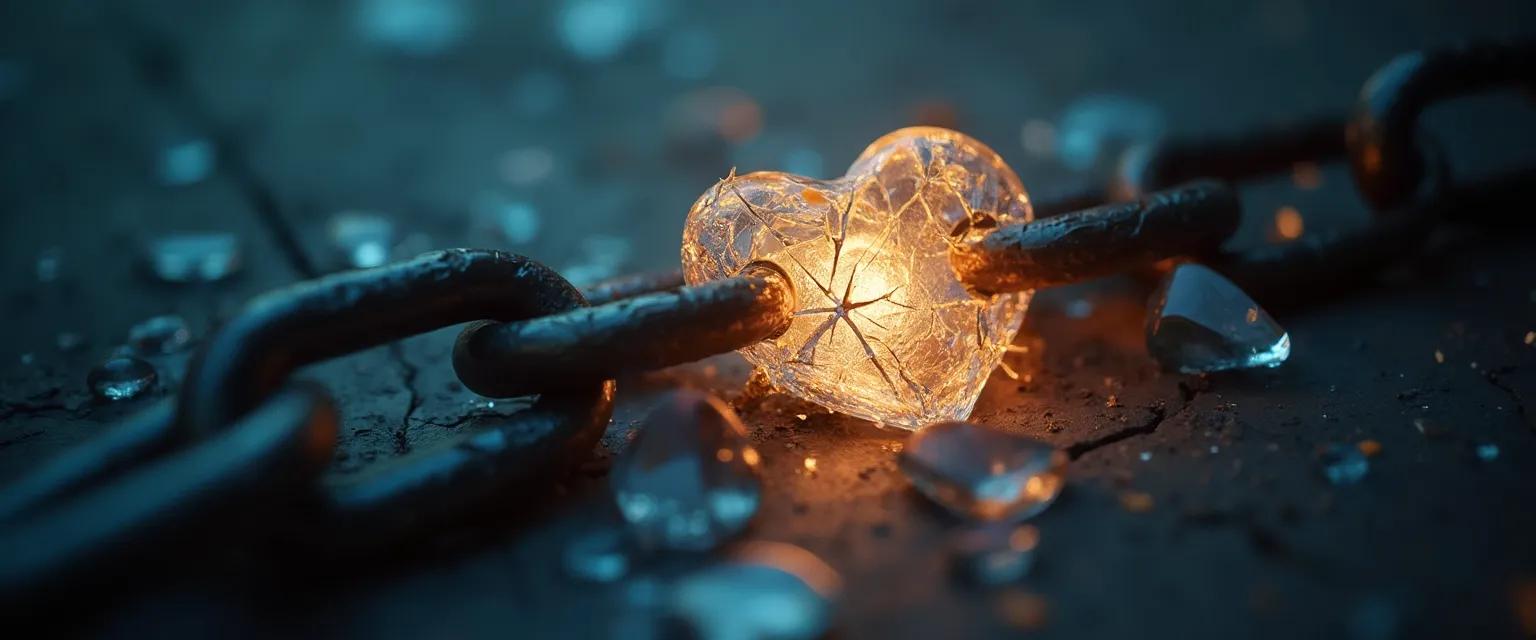 Person breaking free from invisible breakup spells and emotional manipulation