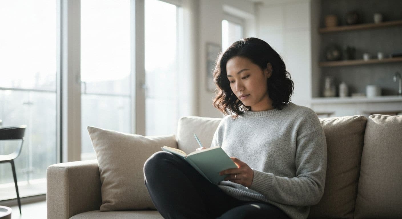 Person measuring self awareness by tracking emotional responses in daily life