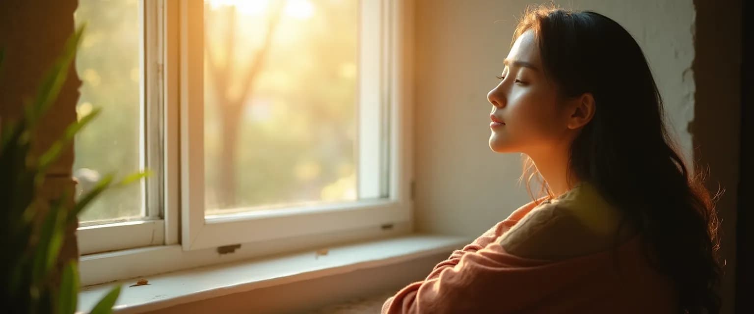 Person embracing alternative emotional states when feeling not happy