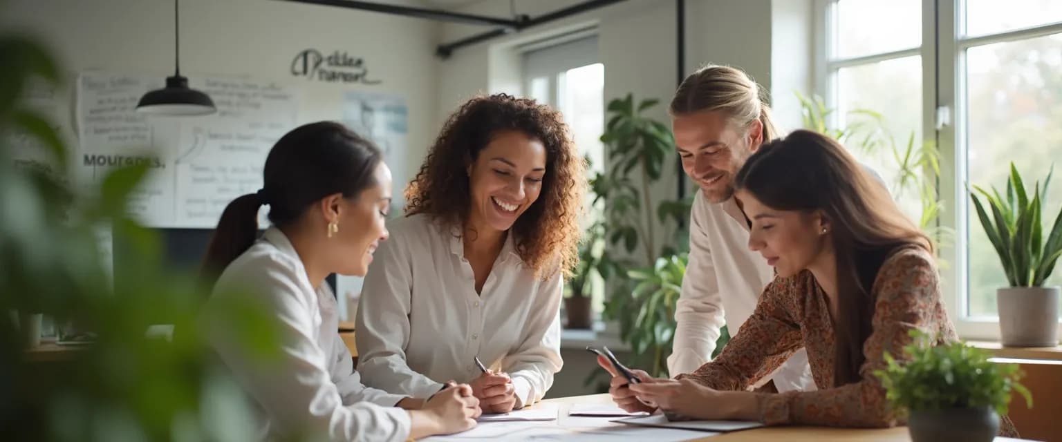 Team participating in Self Esteem Awareness Month activities in a modern workplace