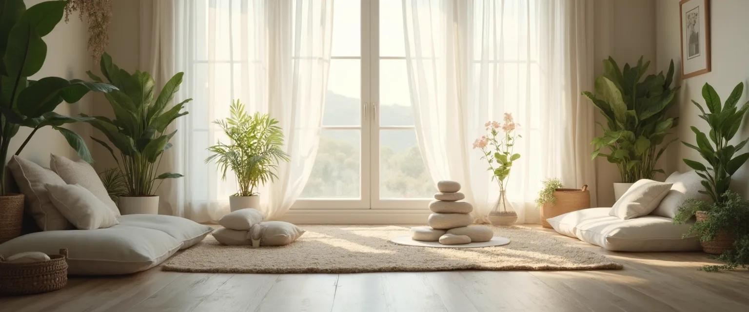 Cozy home self-awareness weekend sanctuary with cushions and natural light