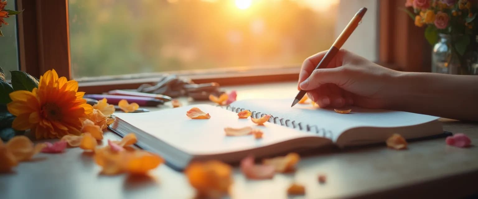 Person journaling as a way to overcome depression after heartbreak