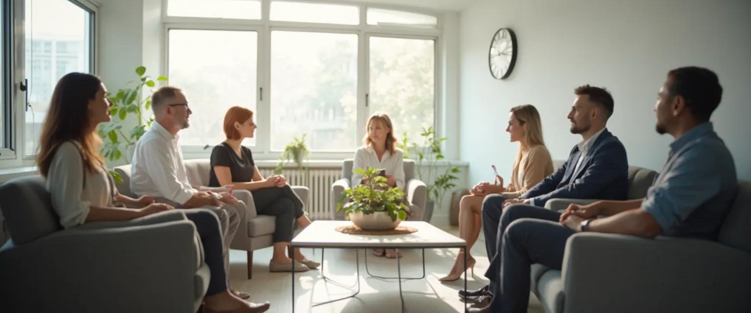 Team engaged in mindfulness in the workplace during an efficient meeting