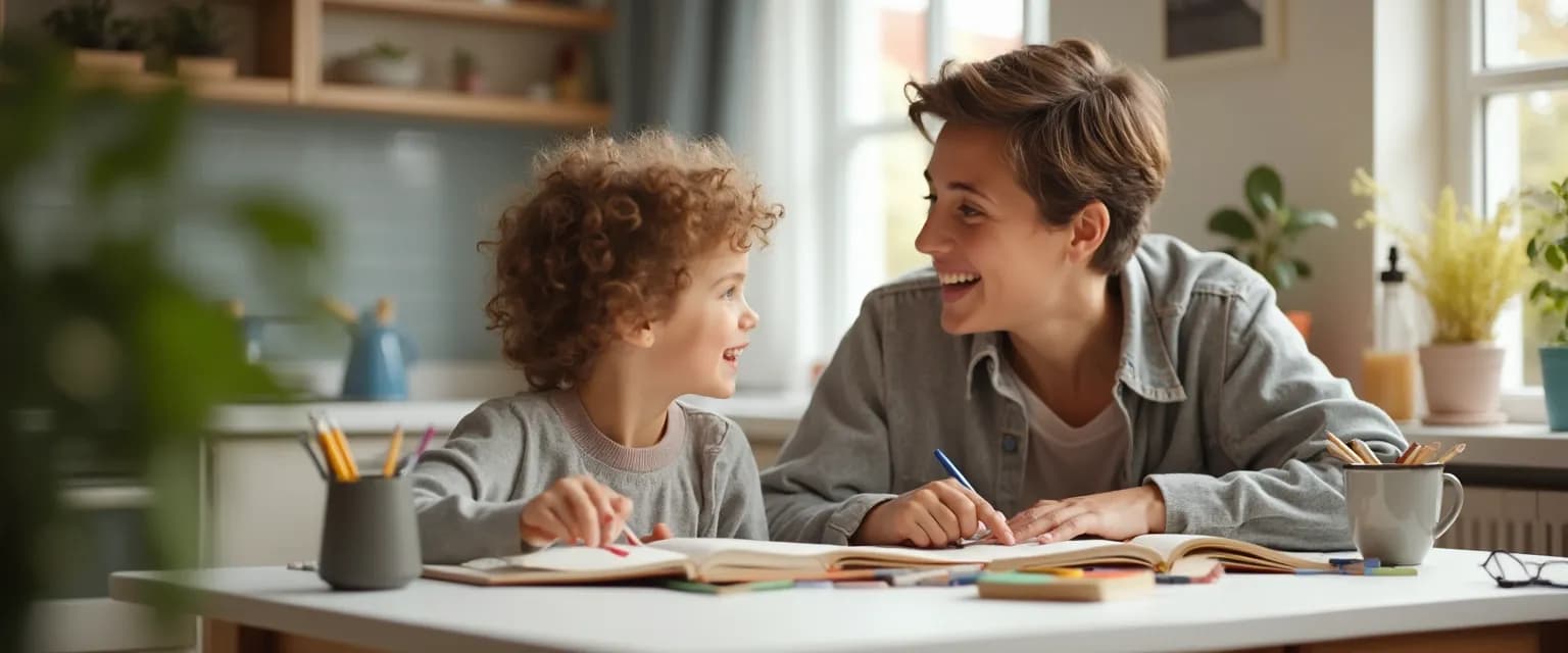 Working parent practicing emotional intelligence resilience while playing with child