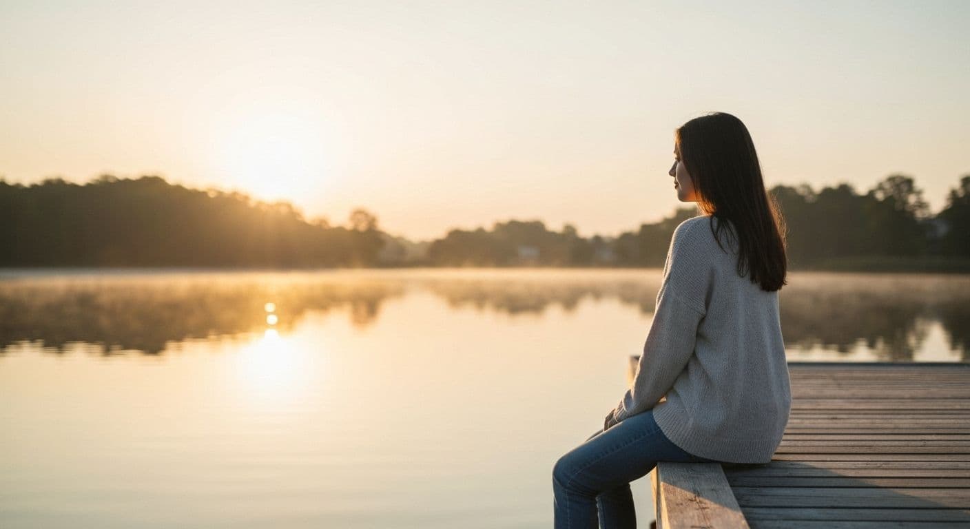 Person practicing mindfulness and building capacity for self-awareness during daily routine