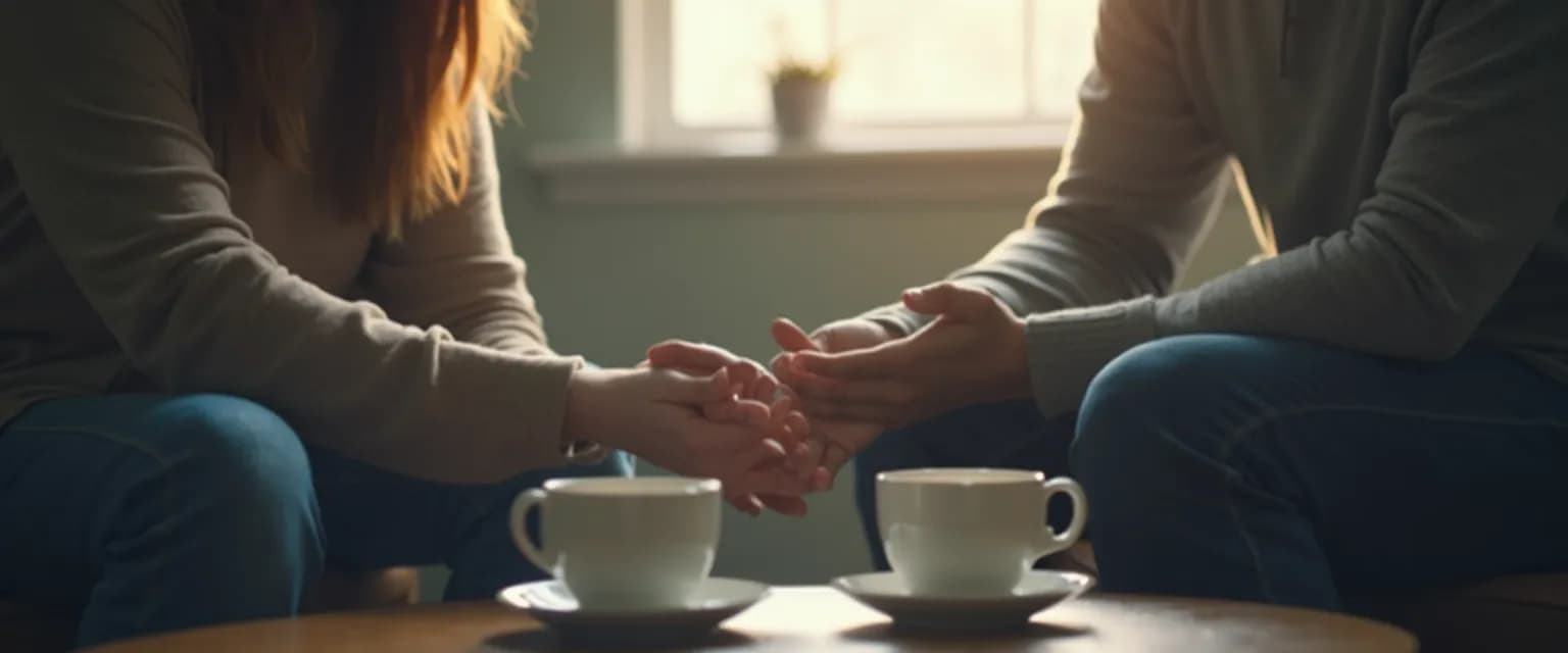 Person providing silent support to someone who lost a loved one through presence rather than words