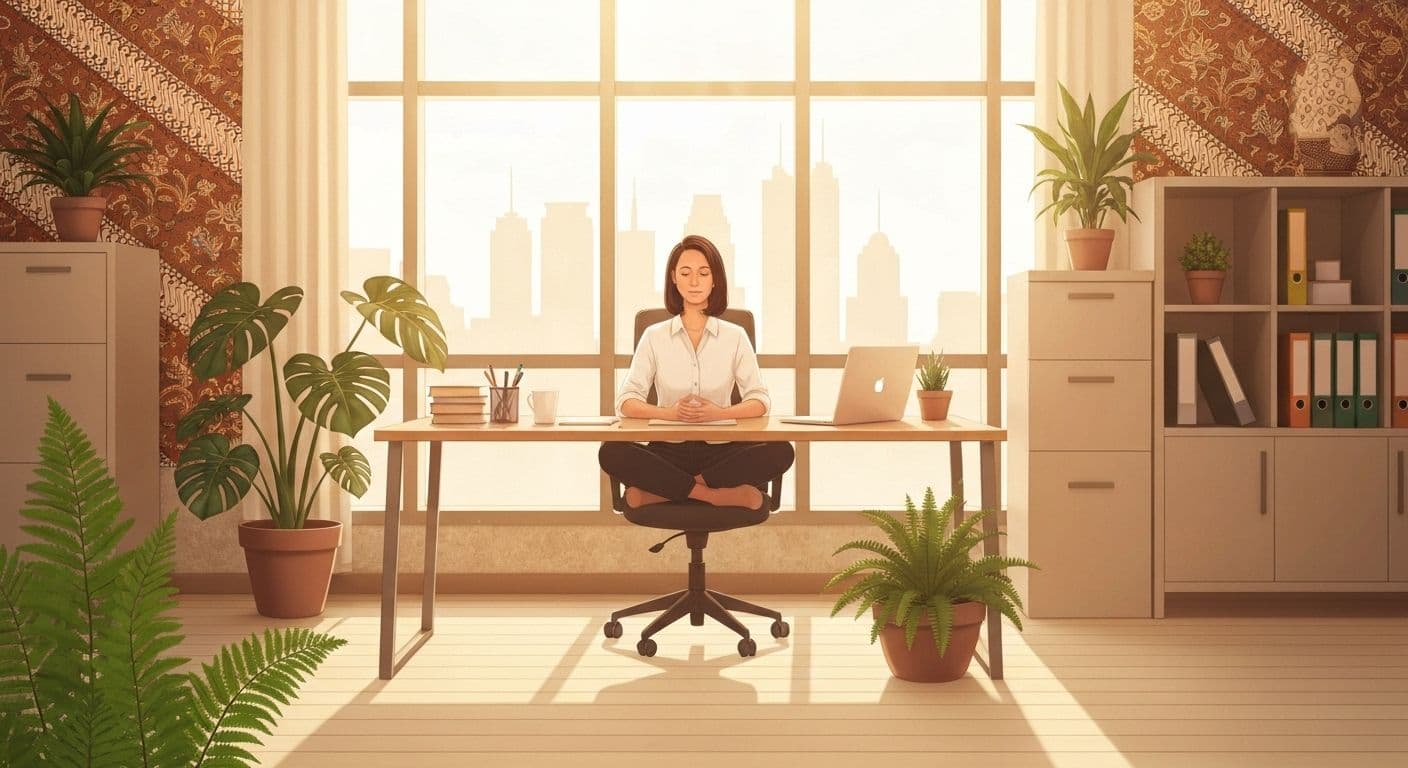 Profesional Indonesia mempraktikkan apa itu mindfulness di tempat kerja dengan teknik pernapasan sederhana