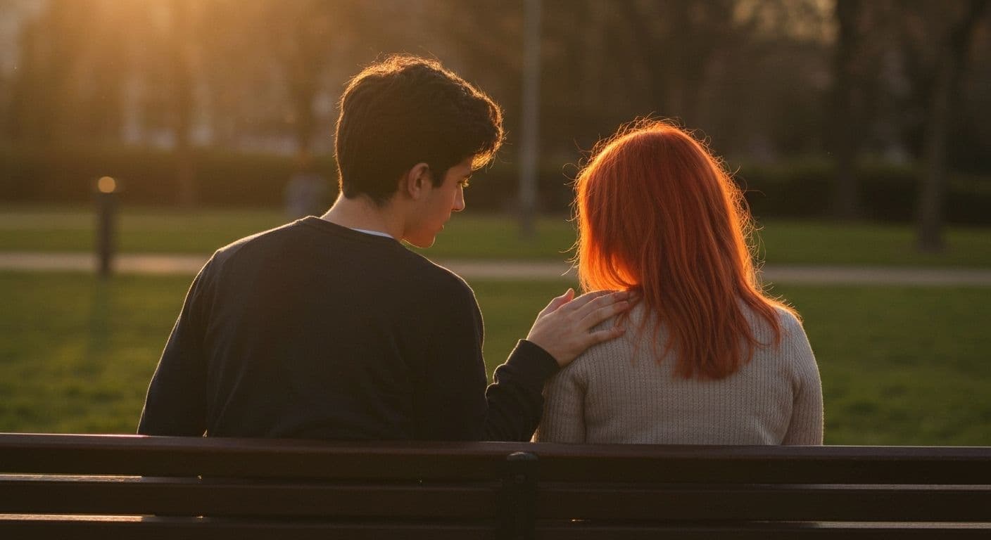 Person reflecting on my first heartbreak while surrounded by supportive friends showing true friendship and emotional connection