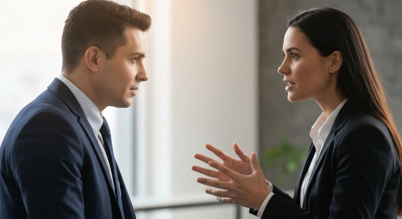 Person practicing self and other awareness during a conversation, showing balanced internal reflection and external observation