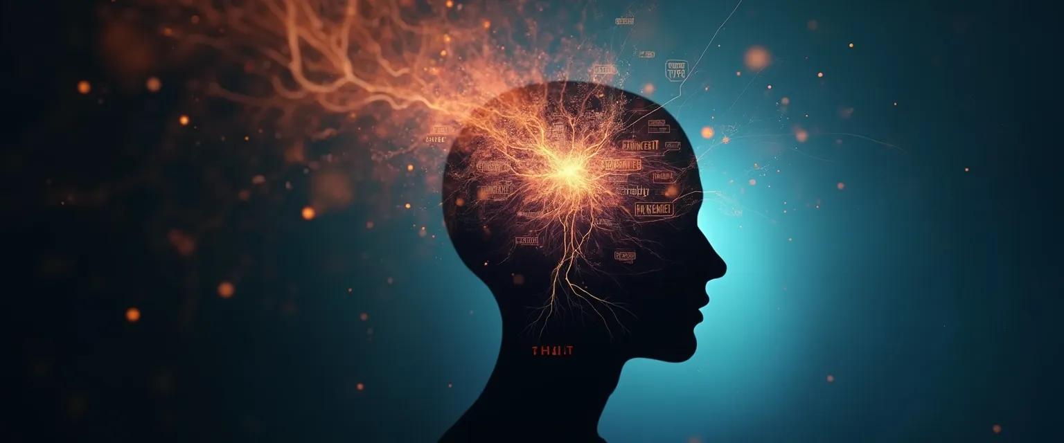 Person reflecting on their mind voice and internal dialogue patterns