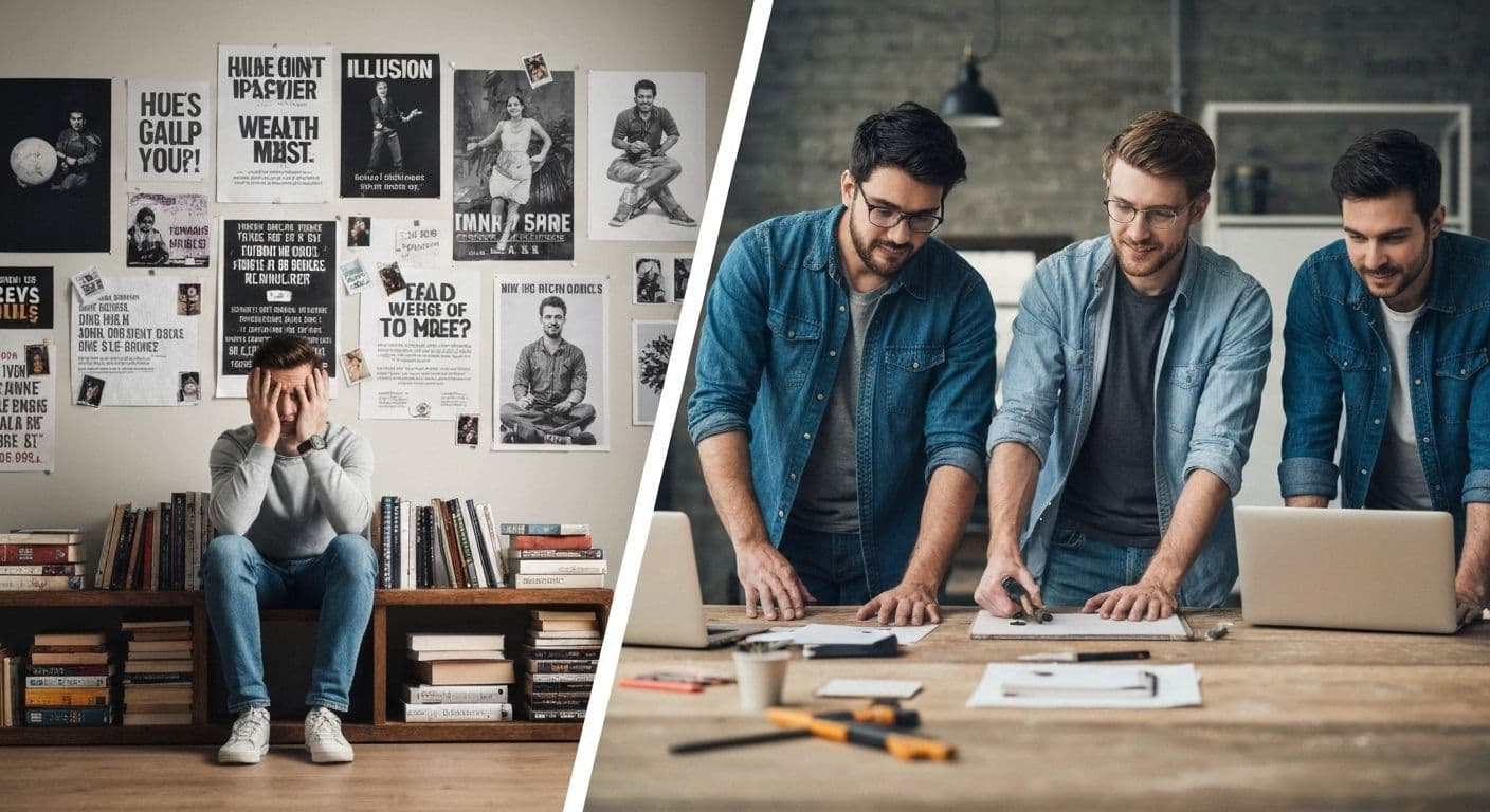 Person developing healthy millionaire mindset through emotional intelligence and realistic planning strategies