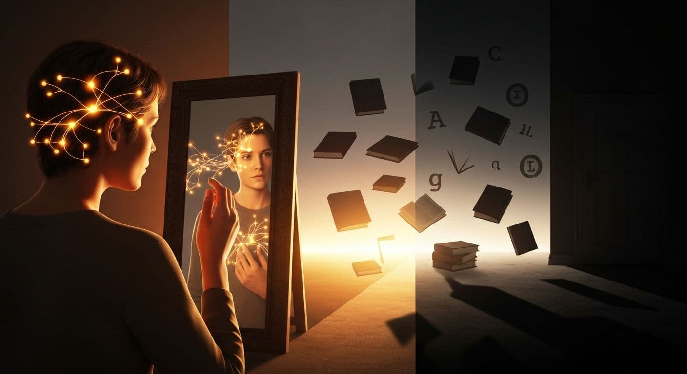 Person achieving self-awareness through mindful reflection and emotional intelligence practice