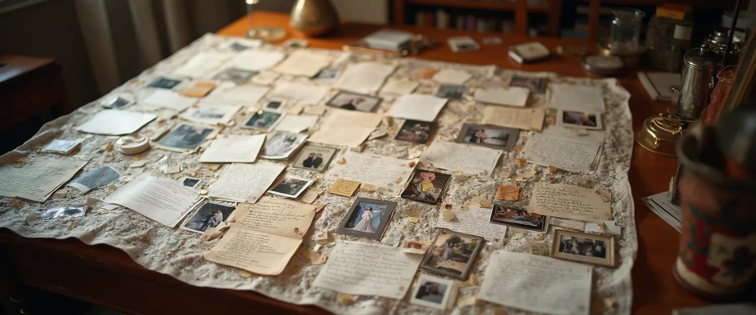 Memory quilt journal pages showing written tributes for journaling grief