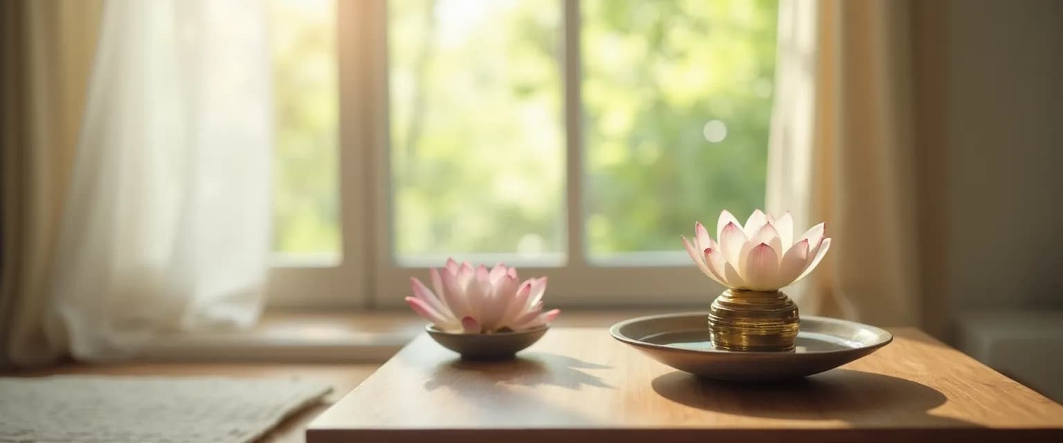 Person practicing mindfulness with a bell inspired by Thich Nhat Hanh's teachings