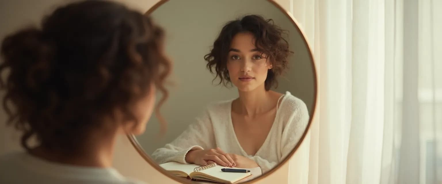 Person practicing 5-minute mirror moments to improve my self-awareness