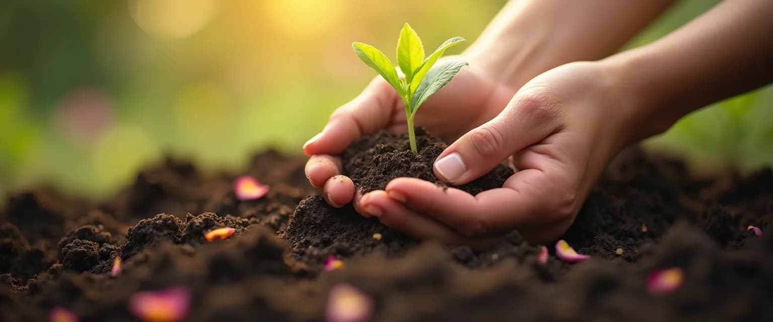 Person nurturing a heart-shaped plant symbolizing love after breakup and emotional healing