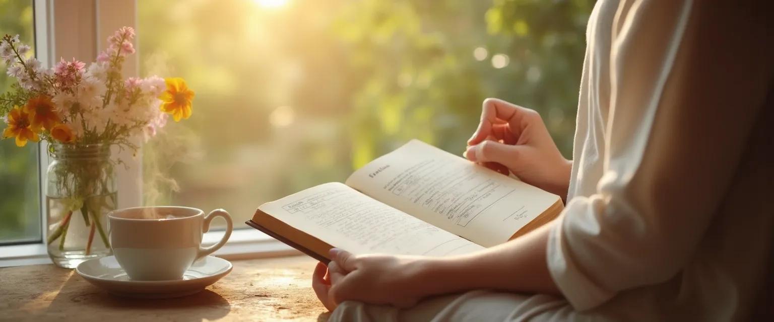Person practicing daily gratitude ritual to be happy