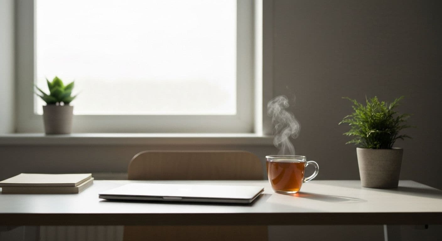 Professional finding mental clarity and a quiet mind during a busy workday