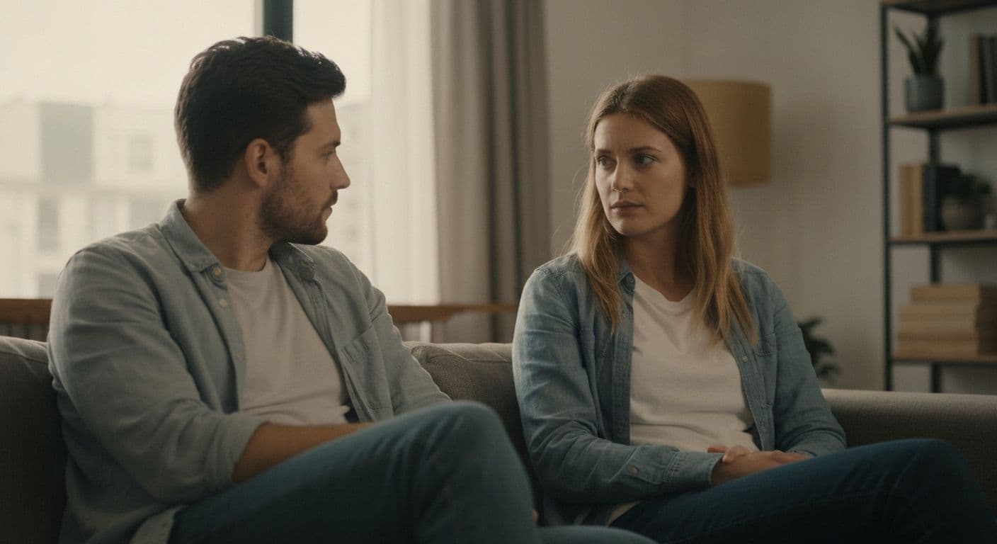 Couple having constructive conversation after breakup to makeup reconciliation