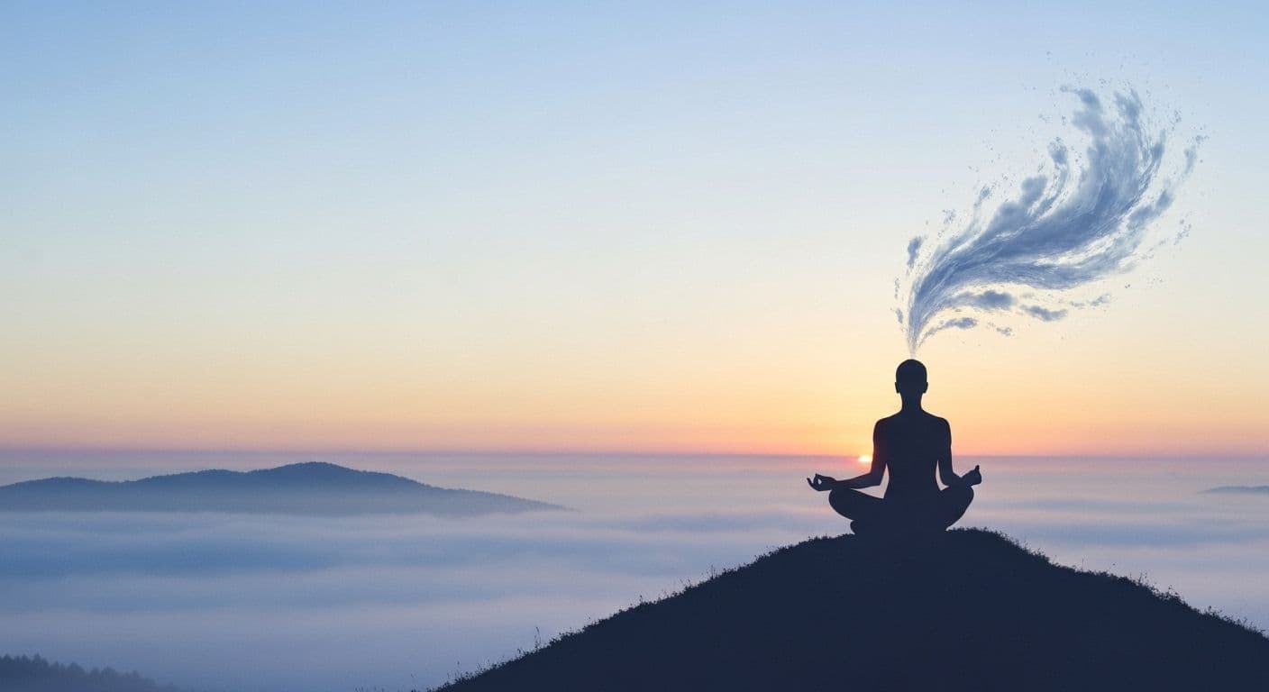 Person experiencing mental clarity and freedom from overthinking inspired by Out of Your Mind Alan Watts philosophy