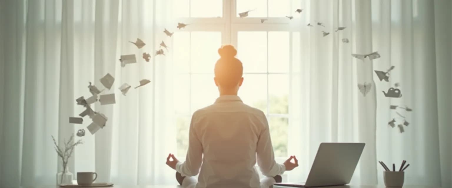 Person practicing mind is your business techniques to reclaim mental space from work thoughts