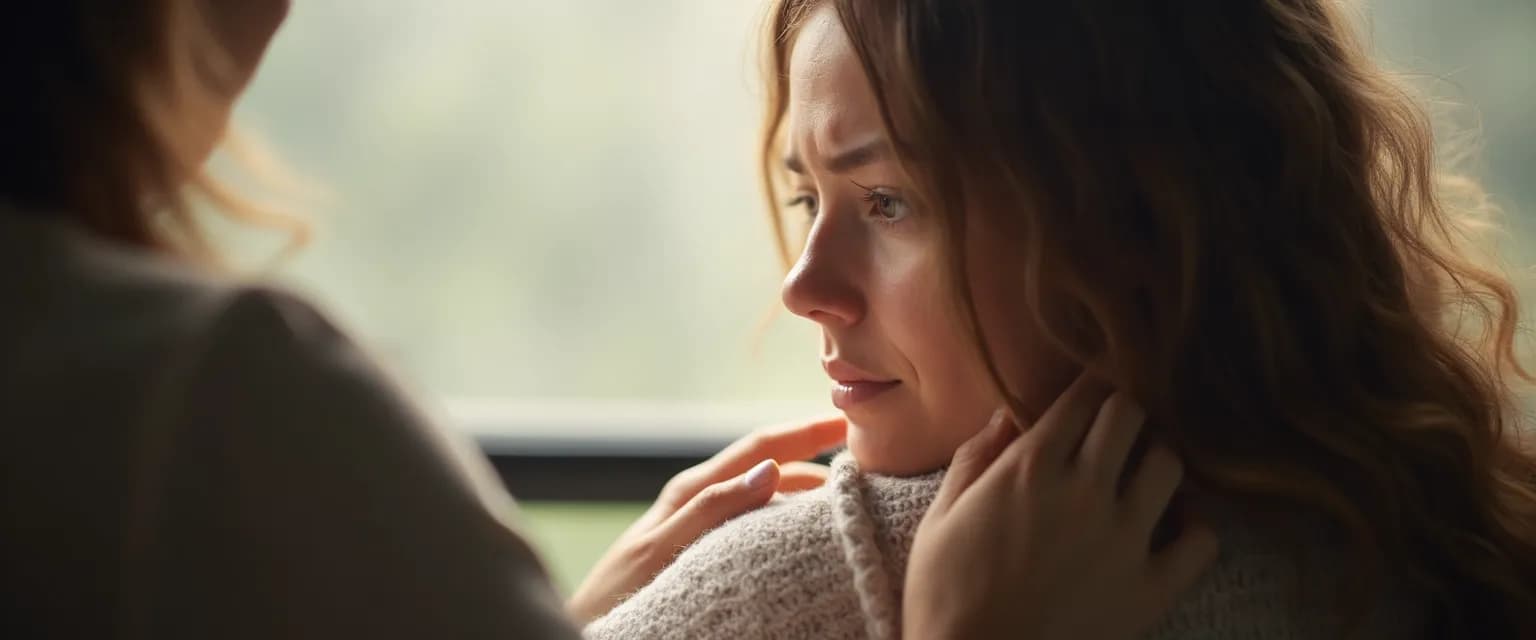 Supportive friend comforting someone who lost a loved one with meaningful words and presence