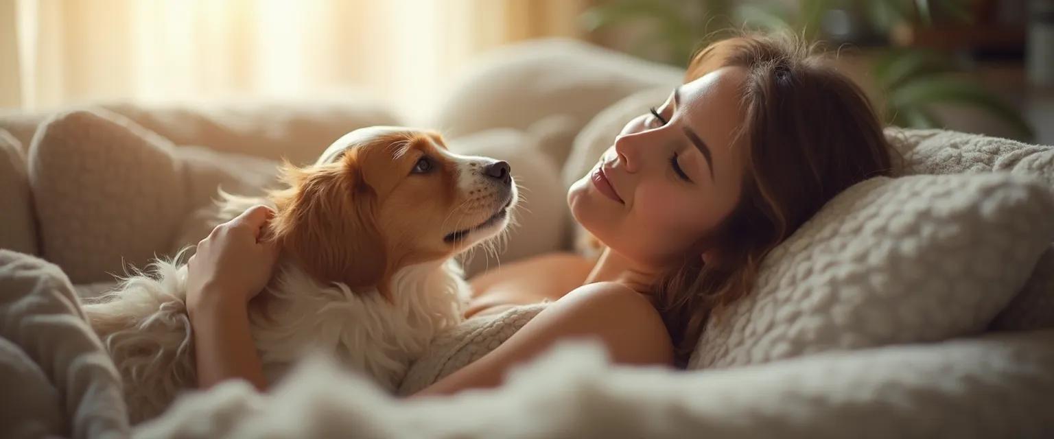 Woman finding ways to get over a breakup through pet therapy with her dog