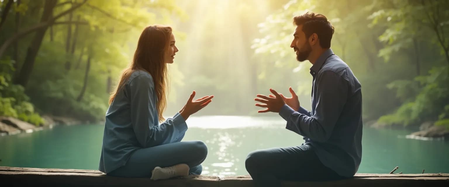 Person using emotional intelligence communication techniques during a conversation