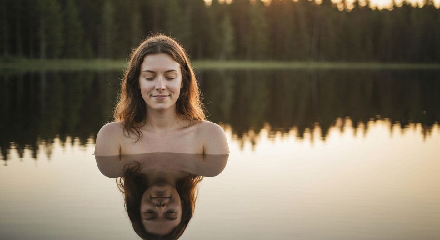Person reflecting peacefully illustrating the sensitive line between self-awareness and self-criticism