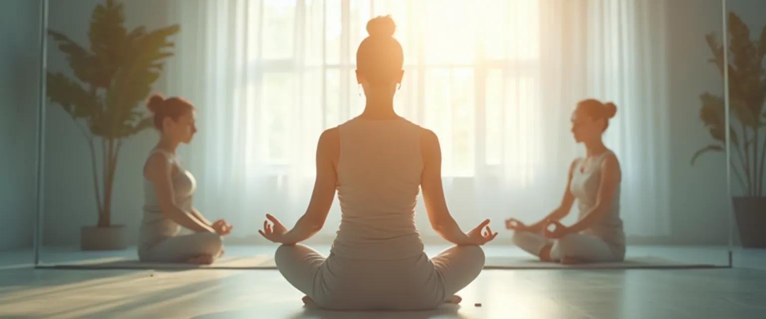 Person practicing self help awareness through compassionate mirror mindfulness technique