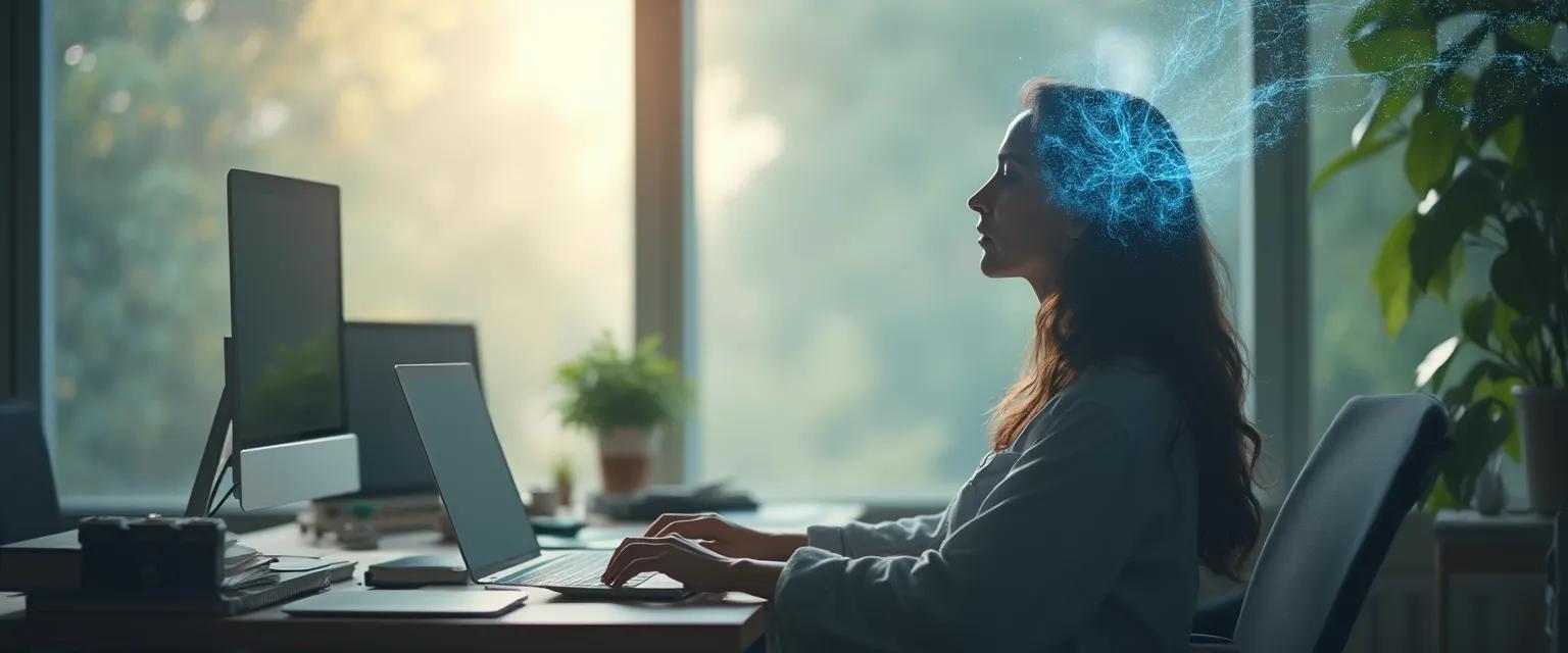 Professional achieving alpha state of mind for enhanced workplace focus and creativity