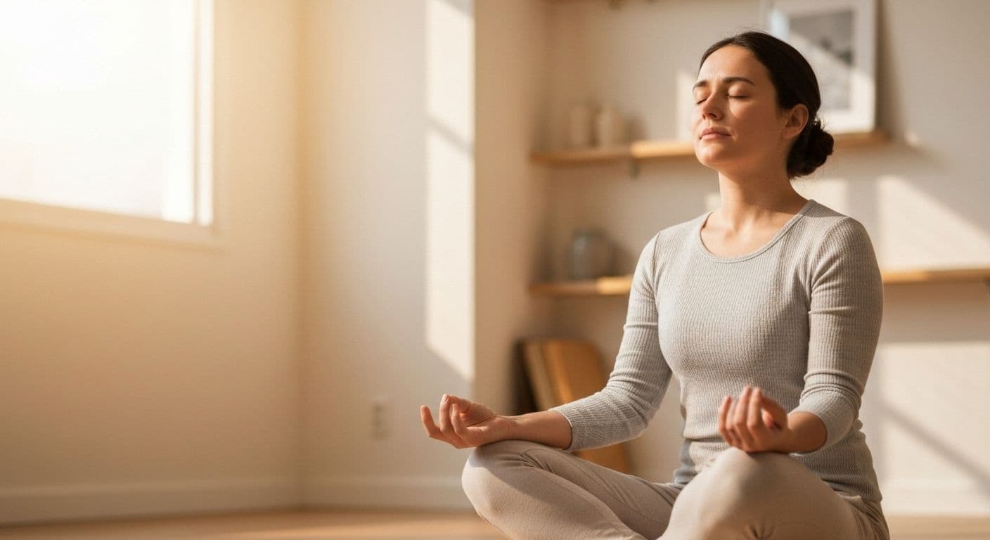 Person experiencing the miracle of mindfulness during a peaceful moment of rest and mental clarity