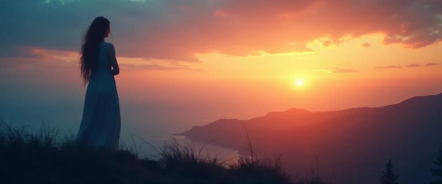Person healing from depression after heartbreak, sitting peacefully with hopeful expression