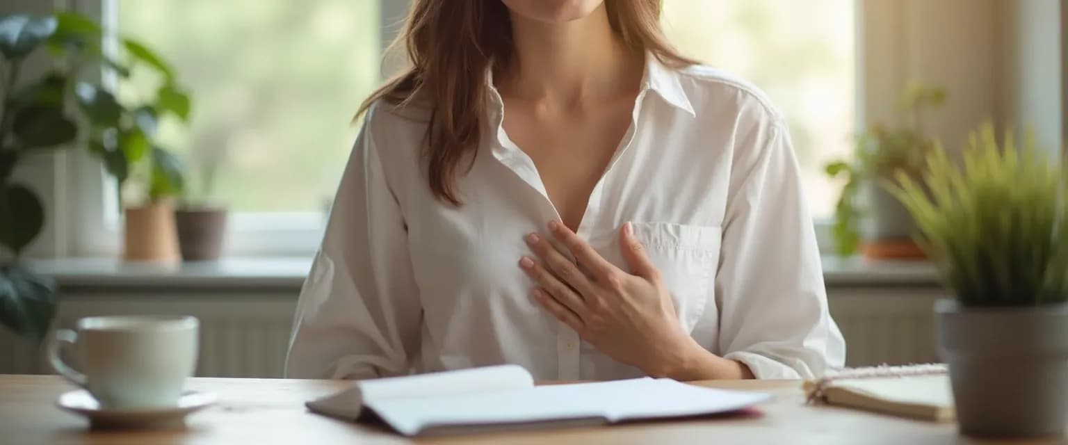 Person practicing emotional intelligence skills during a quick coffee break