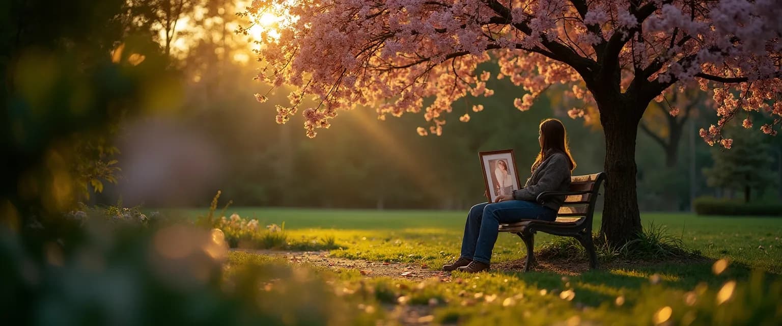 Person creating a meaningful ritual while grieving a parent by lighting a candle at a small memorial space