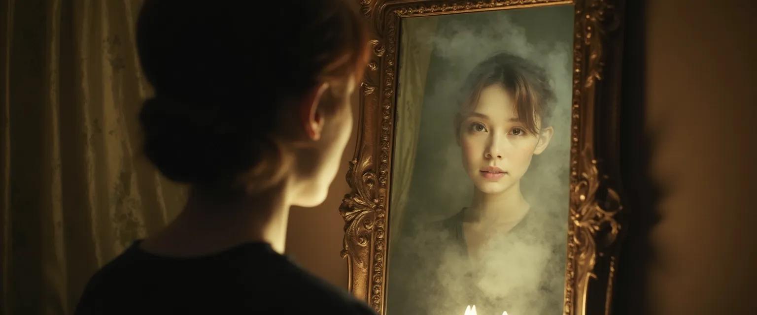 Person discovering self-awareness personality blind spots through reflection