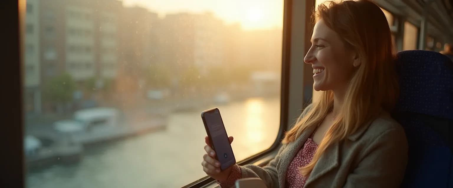 Person practicing self-love self-awareness games during daily commute on public transportation