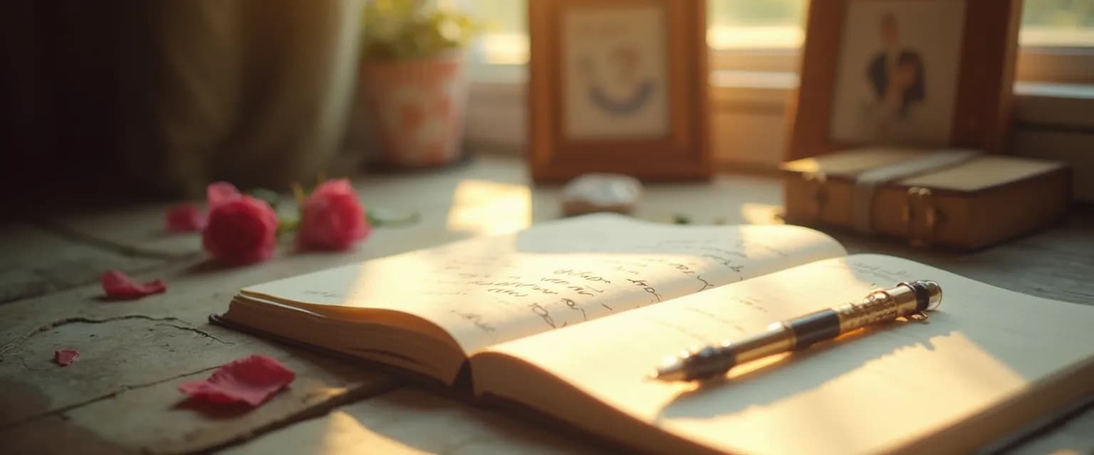 Person writing a healing letter to future self after first love breakup