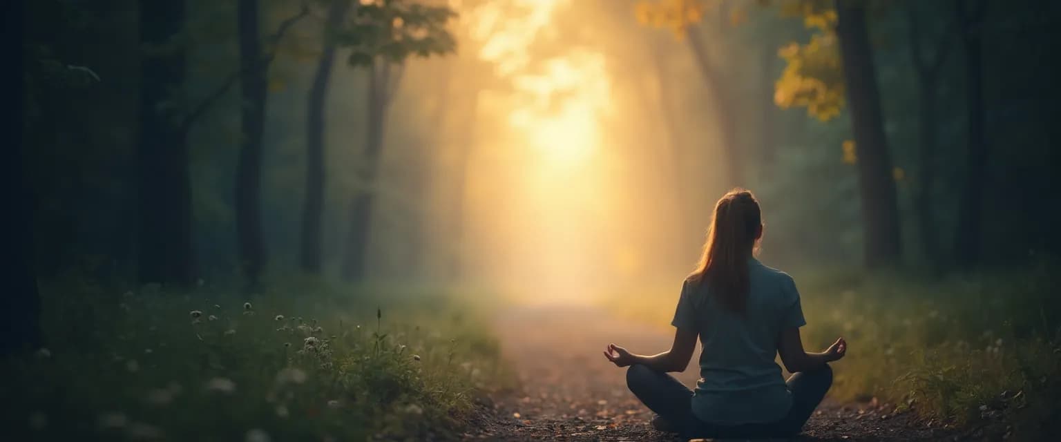 Person practicing gentle meditation for grief during major life transition
