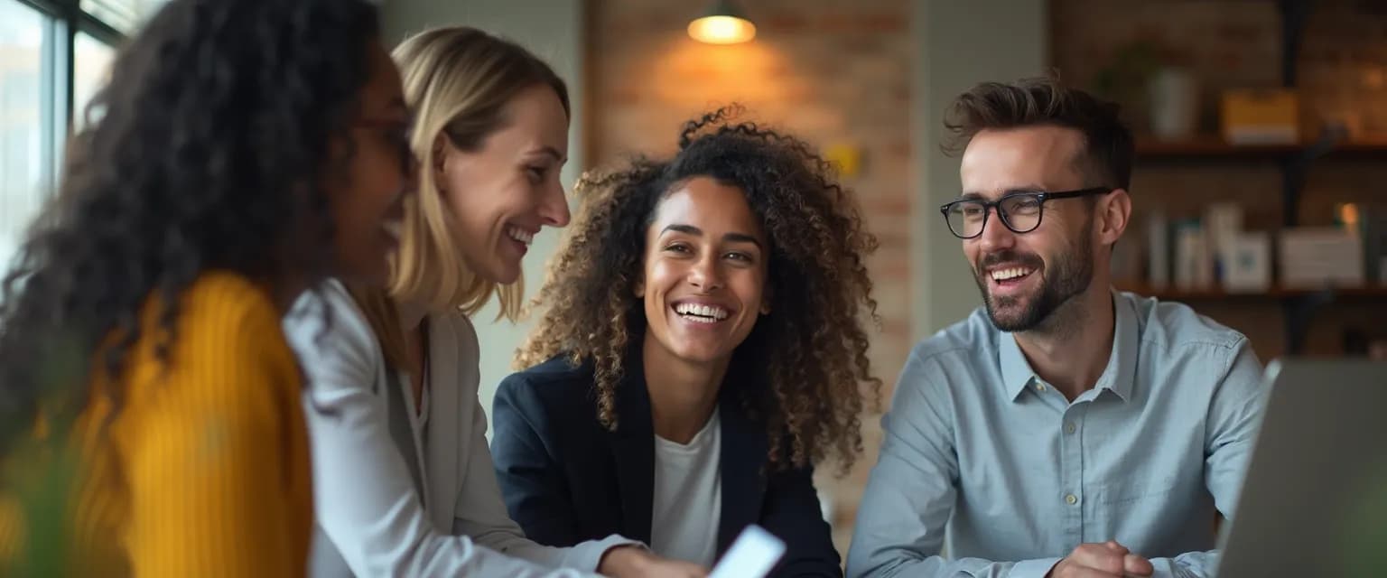 Team experiencing benefits of emotional intelligence in the workplace through collaborative problem-solving