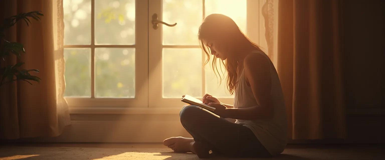 Woman practicing self awareness Brené Brown reflection exercise in a quiet moment