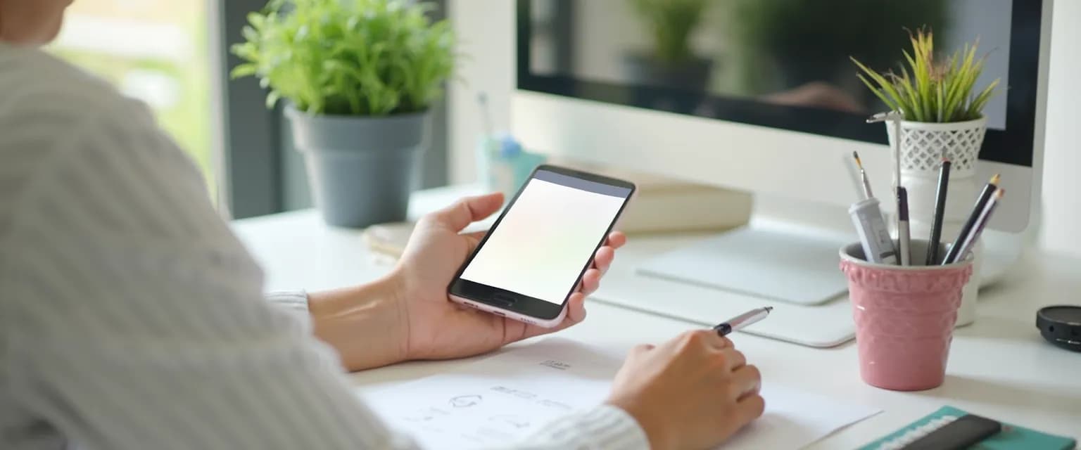 Employee using stress-reducing HR app on mobile device