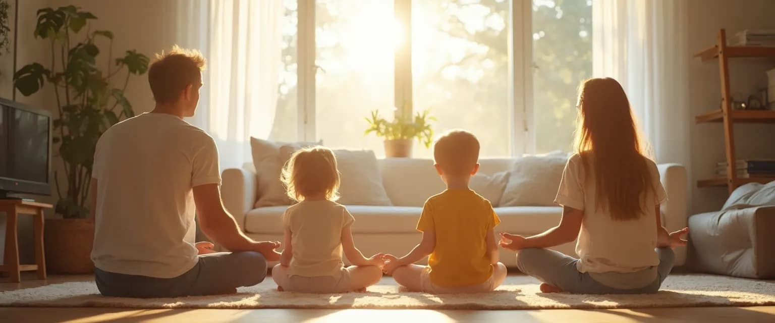 Parent practicing Jon Kabat-Zinn mindfulness technique with child