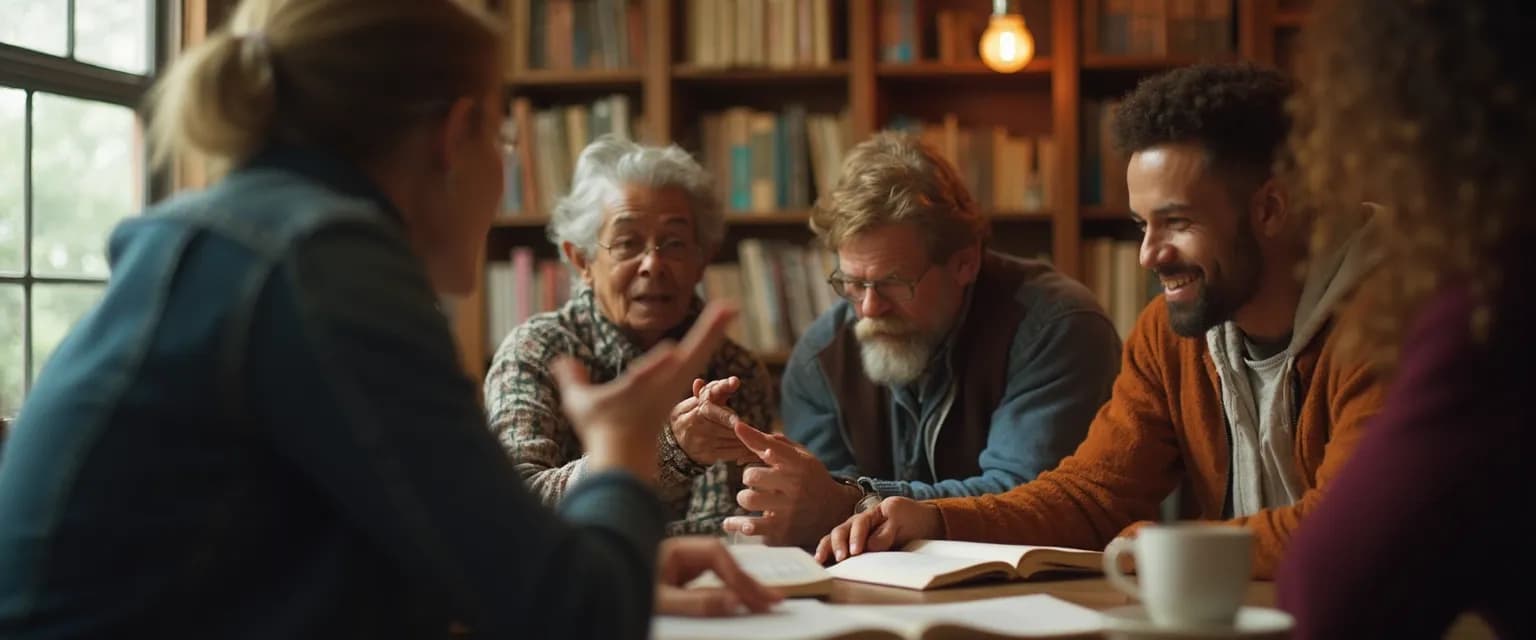 Person reading a book while surrounded by friends, cultivating an intellectual mind in a social setting