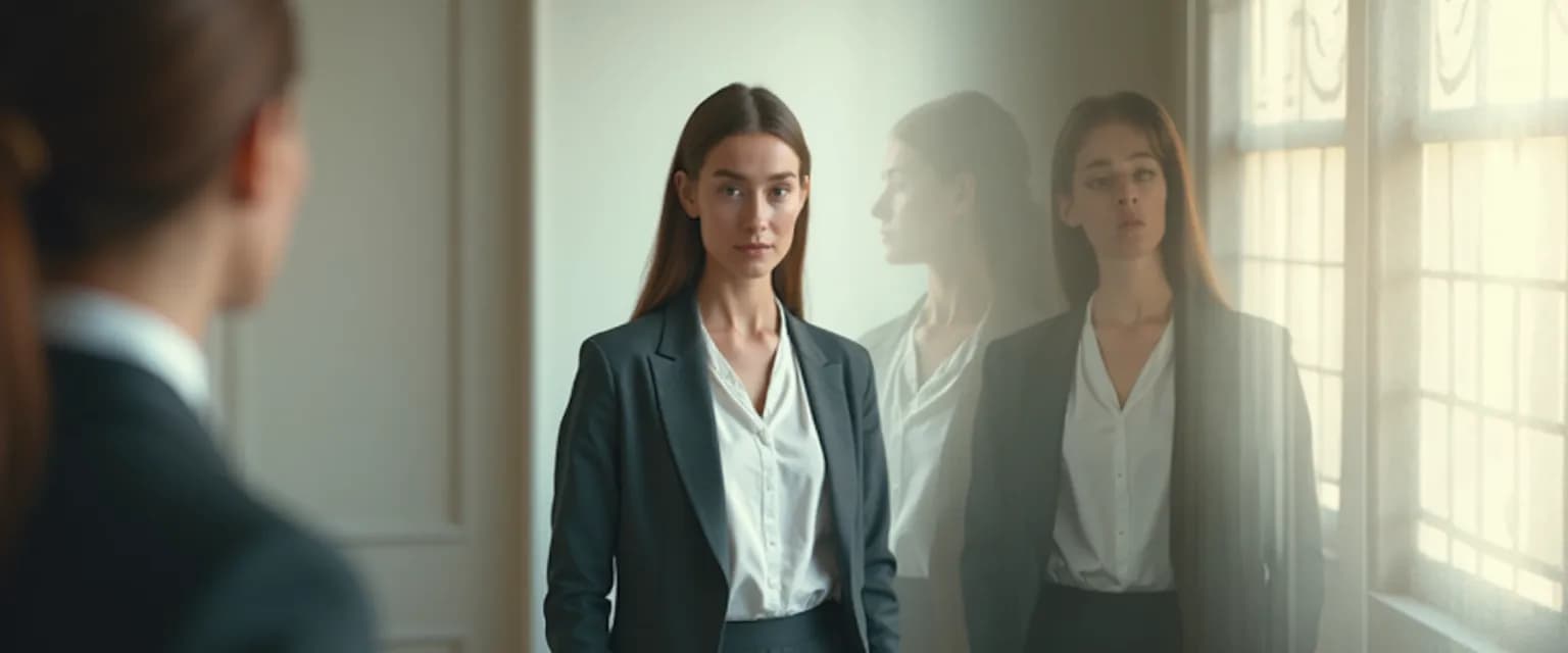 Professional practicing self awareness exercises during busy workday