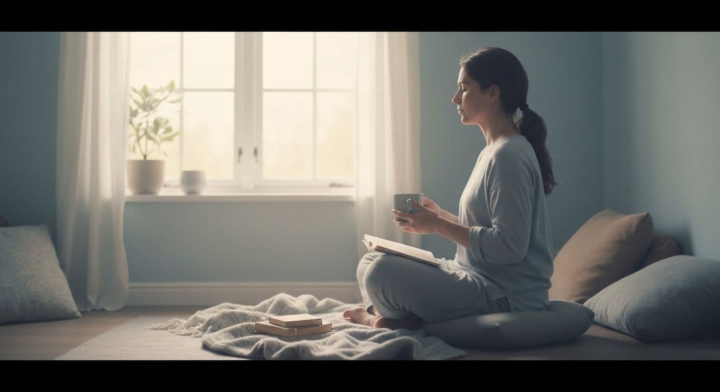 Person practicing gentle movement meditation for grief and emotional healing